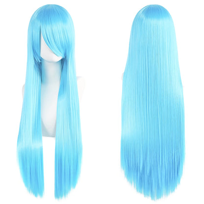 80cm Long Cosplay Wig - Synthetic Straight Hair with Bangs for Lolita Anime Costume Party Styling