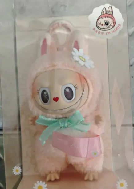 Mokoko Sweetheart Pink Labubu Doll Pendant — Cute 1:1 Replica Ornament, Christmas Gift for Kids