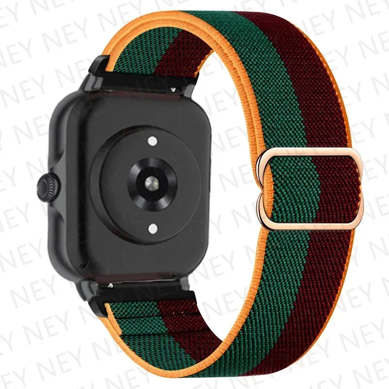 Nylon Elastic Watch Band for Amazfit GTS/GTR 4-3-2, Stratos & Bip Series – Bohemian Shiny Adjustable 20mm/22mm Strap