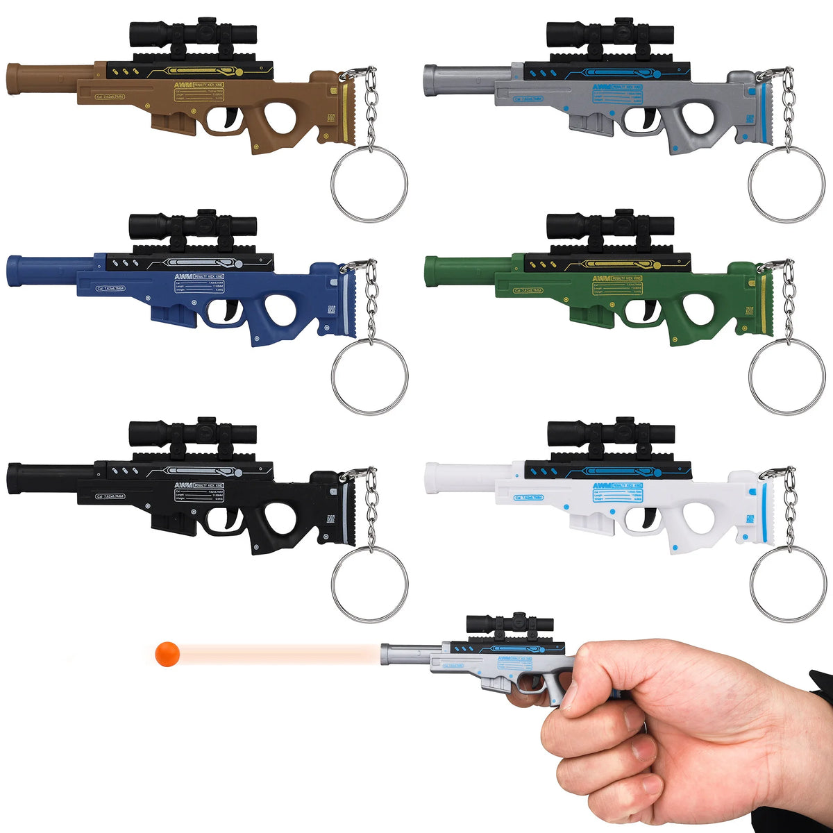 Mini Gun Toy Keychain - Mini Ball-Firing Pendant for Backpacks and Novelty Gifts