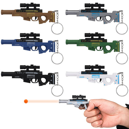 Mini Gun Toy Keychain - Mini Ball-Firing Pendant for Backpacks and Novelty Gifts