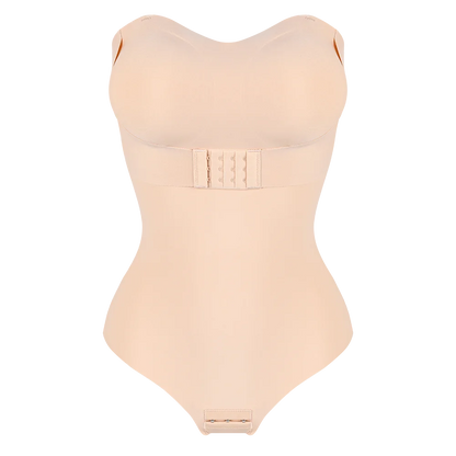 Women’s Strapless Thong Bodysuit - Full-Body Tummy Control Shaper with Removable Push-Up Bust, Up to 4XL