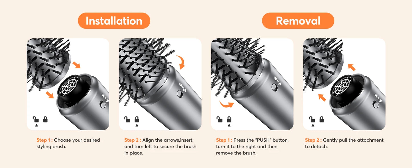 Bopcal 5-in-1 Hair Dryer & Hot Air Comb – 1200W High-Speed Blower with Curling Iron & Multifunction Styling Tools