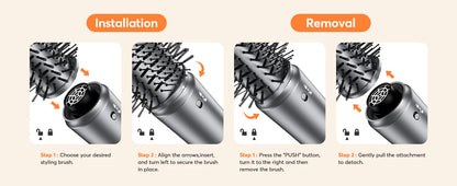 Bopcal 5-in-1 Hair Dryer & Hot Air Comb – 1200W High-Speed Blower with Curling Iron & Multifunction Styling Tools