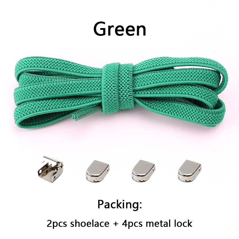 No-Tie Elastic Shoelaces – One Size Fits All Sneakers for Adults & Kids, Flat Tieless Shoestrings