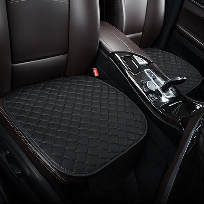 PU Leather Car Seat Cushion - Breathable Embroidered Square Seat Cover for All Seasons