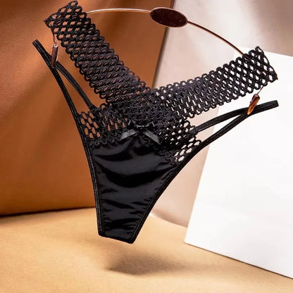 Women’s Ice Silk Thong Panties - Low Waist Cross-Cut Sexy Lingerie