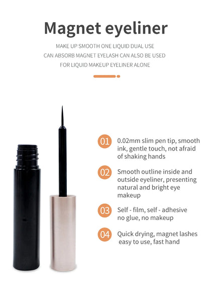 REDSIREN 5 Pairs Magnetic Eyelashes with Eyeliner – Reusable Thick Natural False Lashes