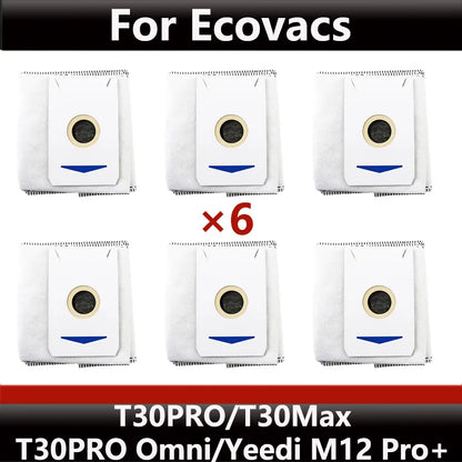 ECOVACS T30S PRO/T30 PRO OMNI & YEEDI M12 Pro+ Robot Vacuum Replacement Parts – Dust Bag, Main & Side Brush, Filter, Mop Accessories