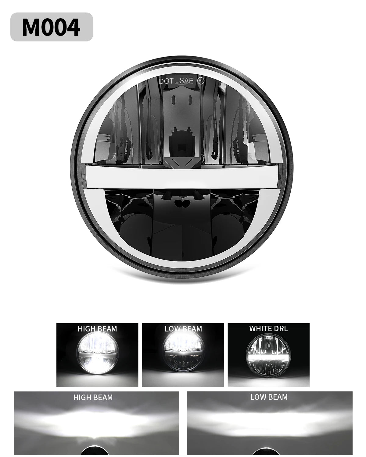 BraveWAY 5.75″ Round LED Motorcycle Headlight – White & Amber DRL with Gradient Halo Start-Up Welcome Light