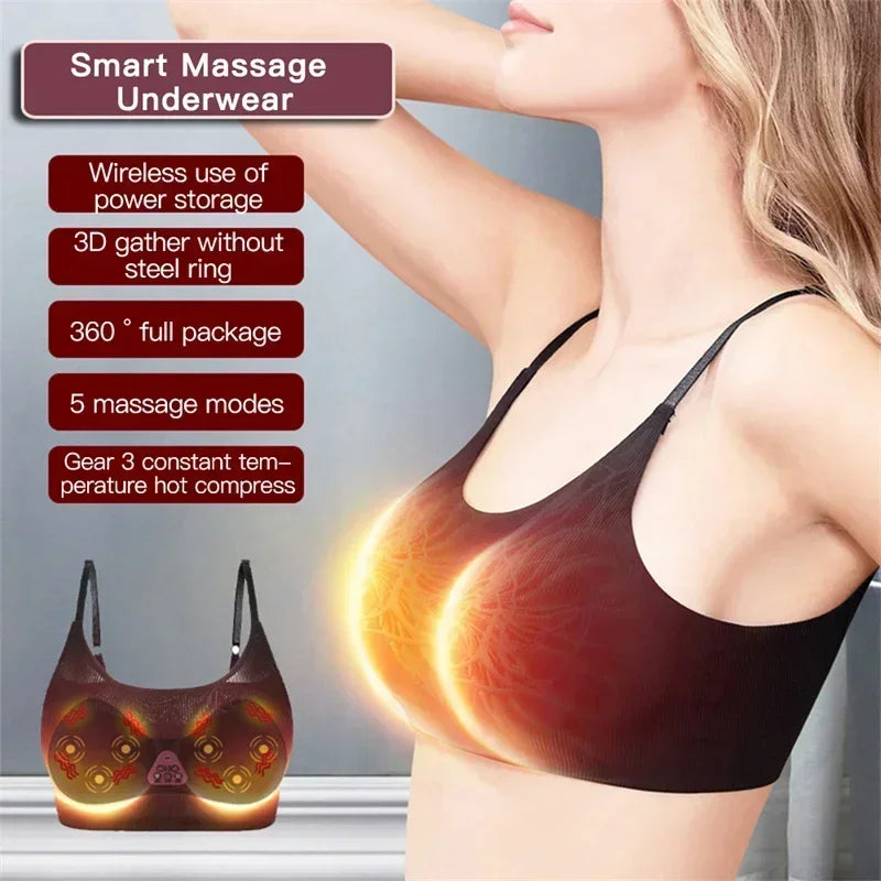 Electric Wireless Breast Massage Bra – Hot Compress Chest Care & Enhancement Massager
