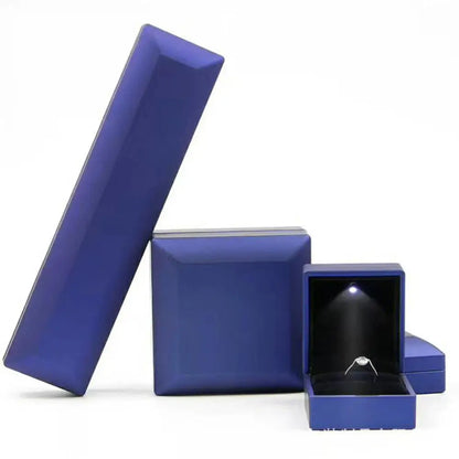 LED Jewelry Ring & Necklace Box — Luxury Velvet Display Case with Light for Engagement, Proposal & Wedding Gifts