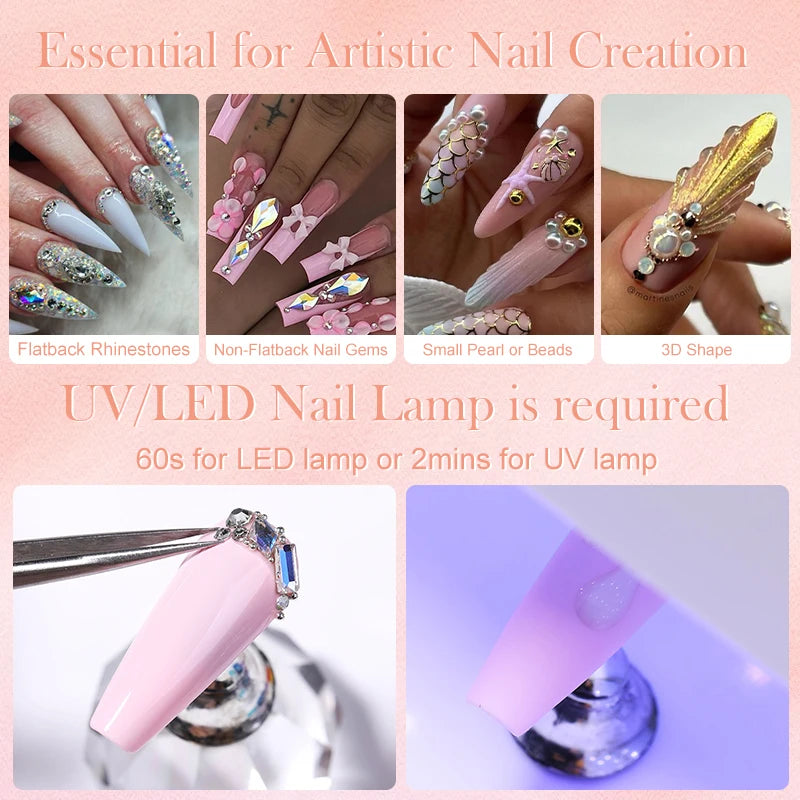 BORN PRETTY 30ML Nail Rhinestone Glue - Gel Adhesive for 3D Nail Charms, Bling Gems & Nail Decoration Supplies