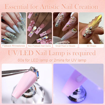BORN PRETTY 30ML Nail Rhinestone Glue - Gel Adhesive for 3D Nail Charms, Bling Gems & Nail Decoration Supplies