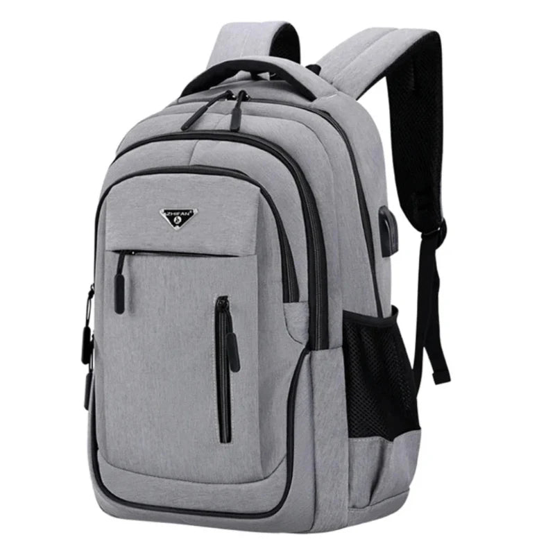 Large Capacity Oxford Backpack - 15.6” Laptop Bag for Men and Teens, Black Solid High School and College Student Backpack