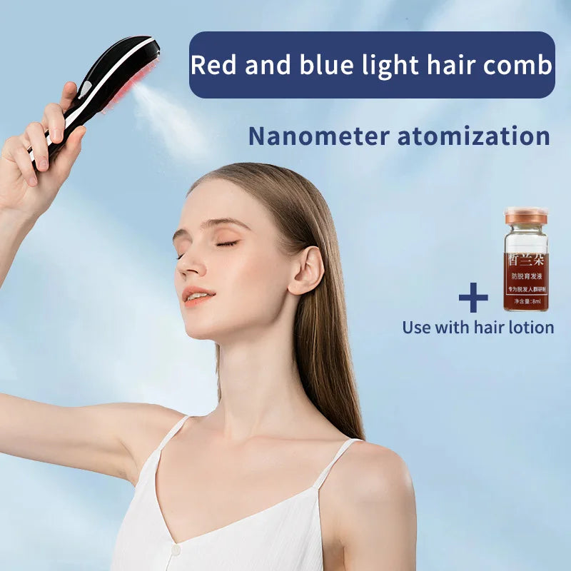 Electric Spray Massage Comb – LED Vibration Hair Growth Massager with Anti-Hair Loss Scalp Atomizer