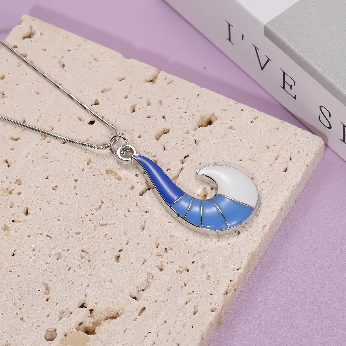 Blue Geometric Fox Tail Pendant Necklace - Unisex Anime-Inspired Fashion Jewelry and Trendy Gift Accessory