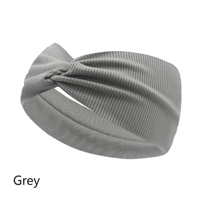 Silky Threaded Fabric Twist Headband – Elastic Yoga, Workout & Running Hair Bands for Women & Girls