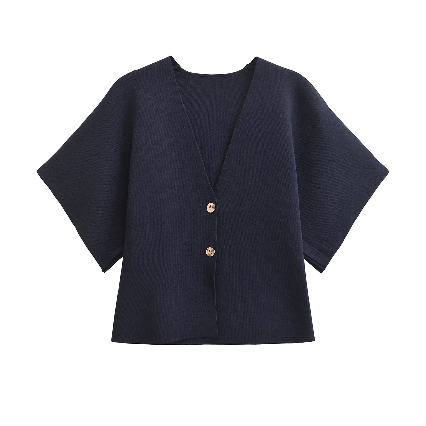 2024 Women’s Casual V-Neck Short Sleeve Knitted Top – Simple Plain Autumn Fashion