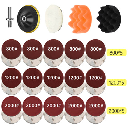 3-Inch Headlight Repair & Restoration Kit — Car Polishing Disc with Auto Waxing Sponge and Sandpaper for Detailing