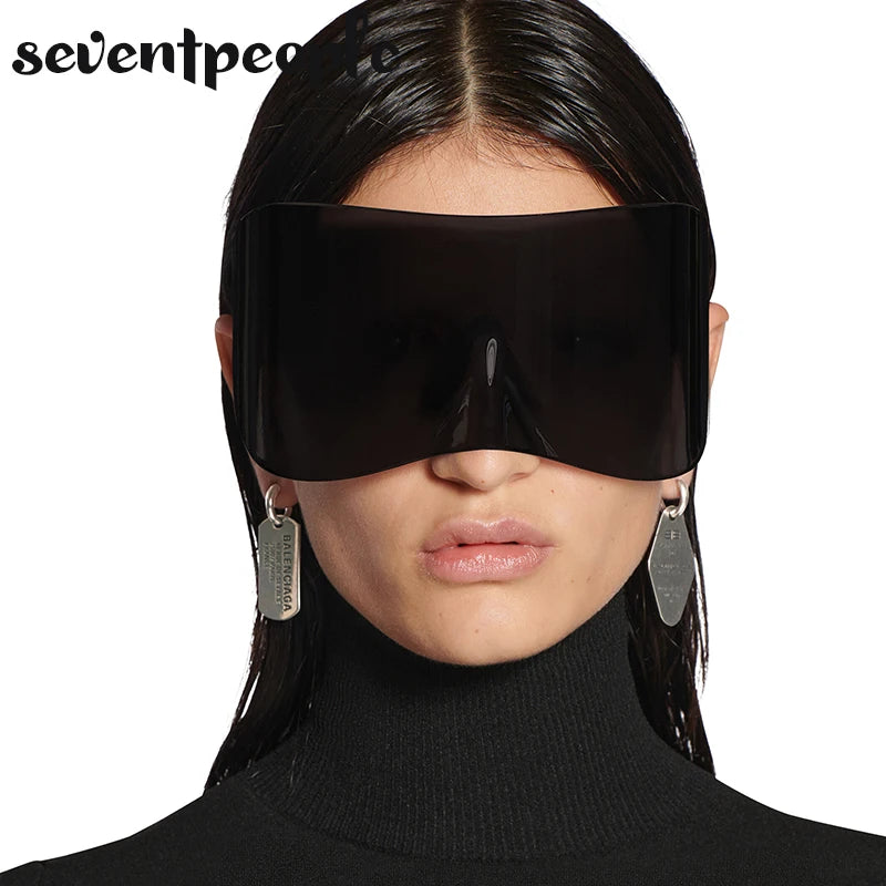 2024 Luxury Brand Mask Rectangle Sunglasses - Oversized Punk Steampunk Y2K Designer Shield Goggles for Women & Men