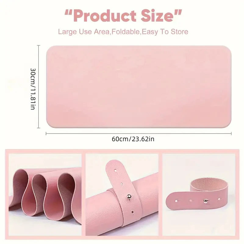 Nail Art Table Mat - Soft Foldable PU Leather Manicure Hand Rest Pad