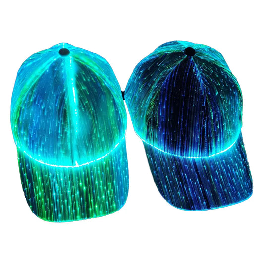 Fiber Optic LED Hat - 7 Colors Luminous Glowing Baseball Cap with USB Charging, Light-Up EDC Performance Cap
