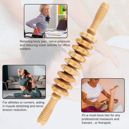 Curved Wooden Cellulite Roller – Body Shaping Massage Tool for Stomach & Lymphatic Drainage Therapy