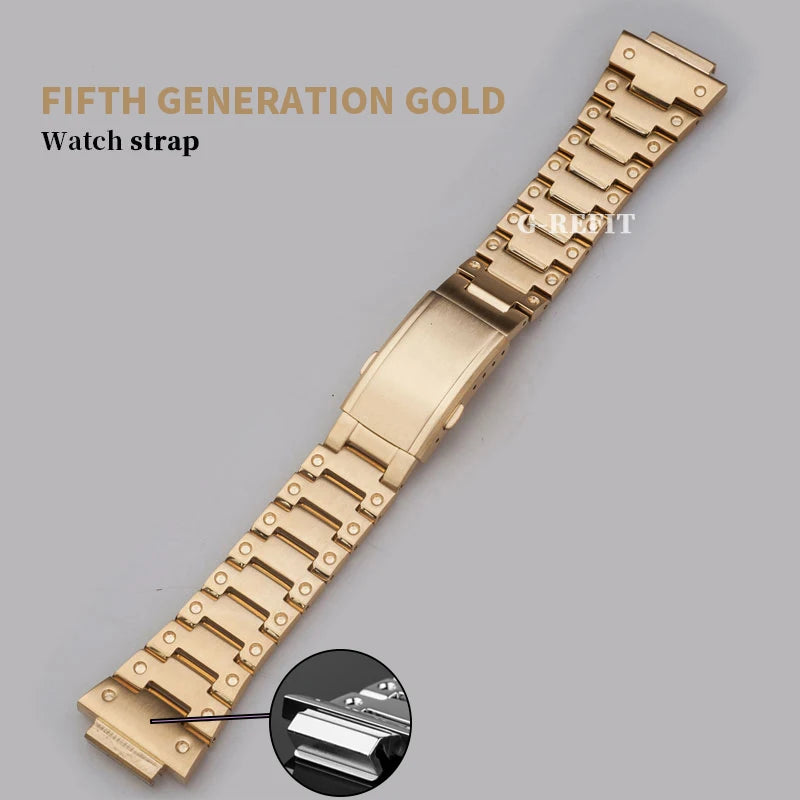 G-Refit V6.0 DW5600 Metal Bezel Kit - Stainless Steel Watch Band Strap & Case Accessories with Tools for GWB5600/GWM5610