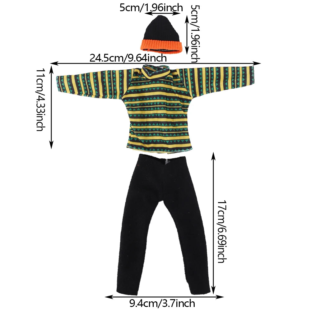 30cm Ken Doll Clothes – Pop Suit Top & Pants Outfit for Boys, Holiday Gift Doll Accessories