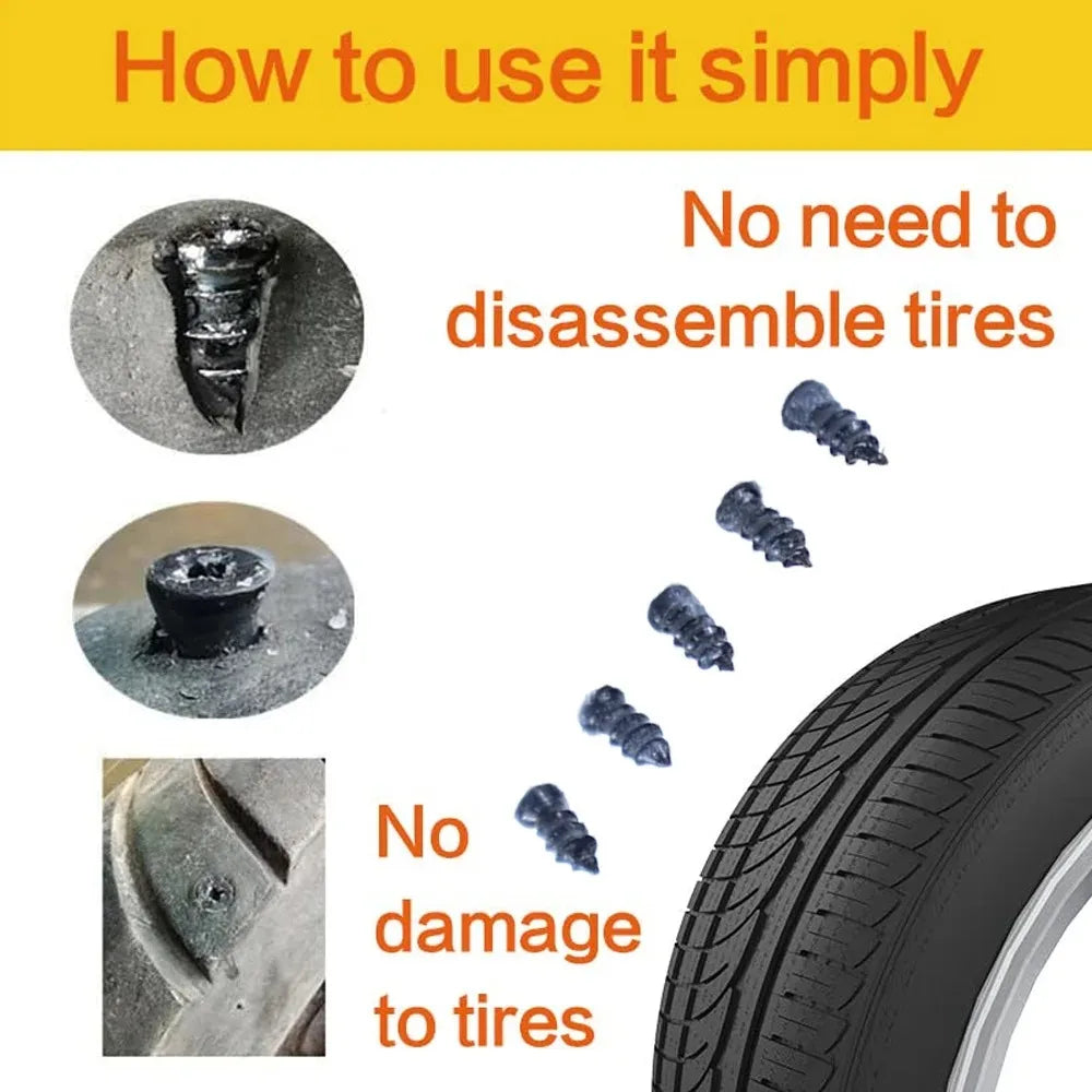 Motorcycle and Car Tire Repair Kit – Puncture Plug Tools, Tire Strips, and Emergency Flat Tire Repair Accessories