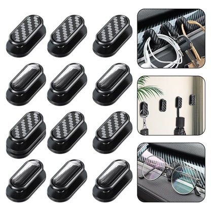 Car Invisible Small Hooks – Carbon Fiber Self-Adhesive Dashboard Wall Hook for USB Cable, Headphones, Keys, Car Interior Organizer