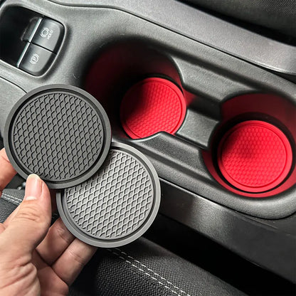 2PCS Non-Slip Car Cup Holder Mats – Round Heat-Resistant Drink Pad Coasters for Interior Auto Decoration Accessories