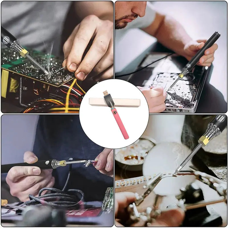 Mini 510 Thread Soldering Iron Pen – Adjustable Voltage Smart Power Battery Kit with USB Charger