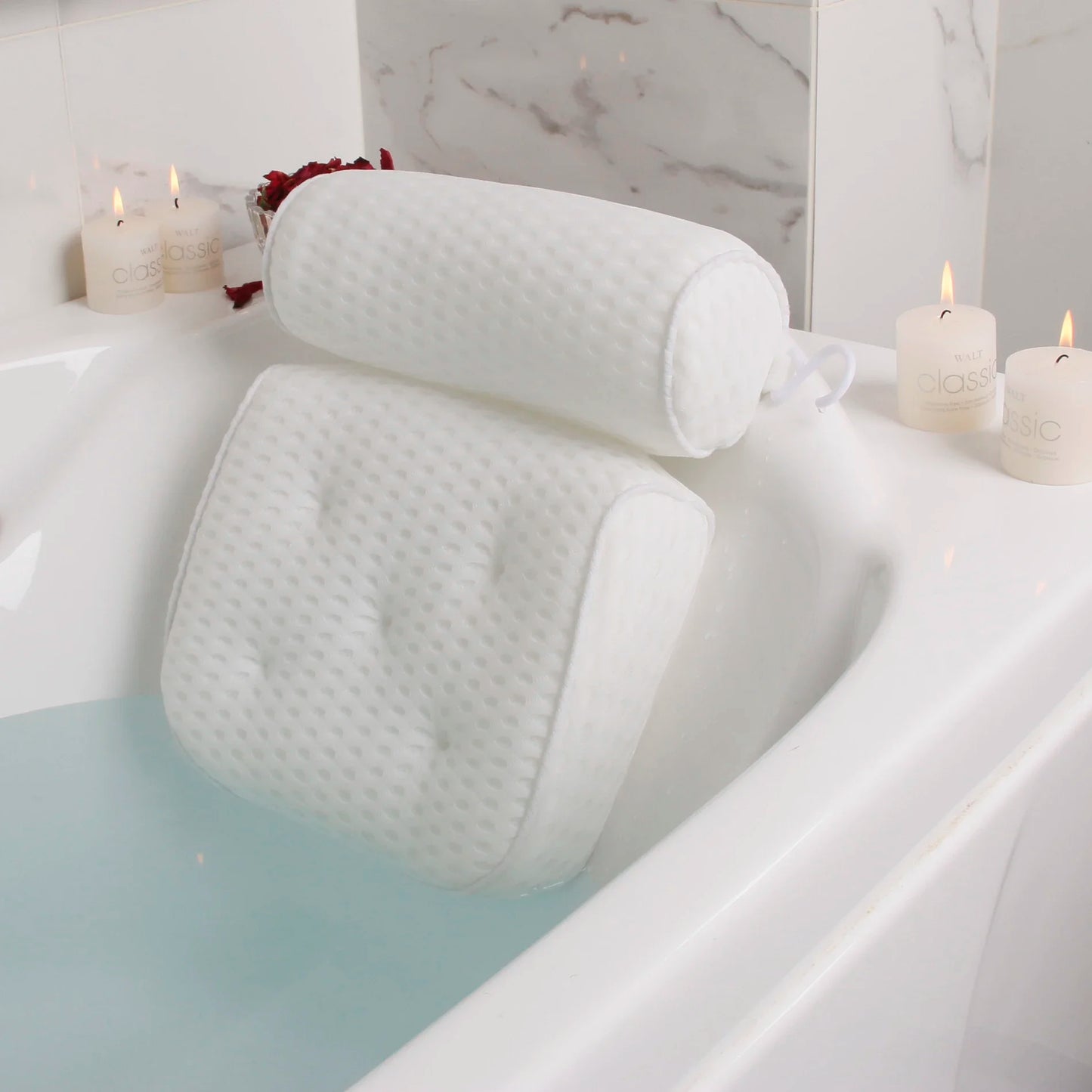 Bath Pillow for Bathtub – Neck, Head & Back Support with Non-Slip Suction Cups and Air Mesh Design