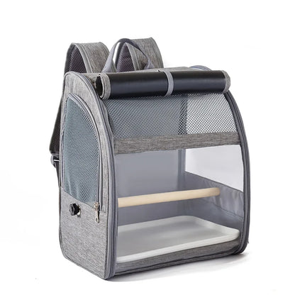 Portable Bird Carrier Backpack - Breathable Travel Cage with Perch & Tray for Cockatiels, Parrots & Small Birds