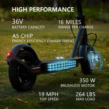 AOVOPRO G5.0 Electric Scooter 350W – 36V Battery, 19mph Foldable E-Scooter with 16 Mile Range & 8.5” Tires
