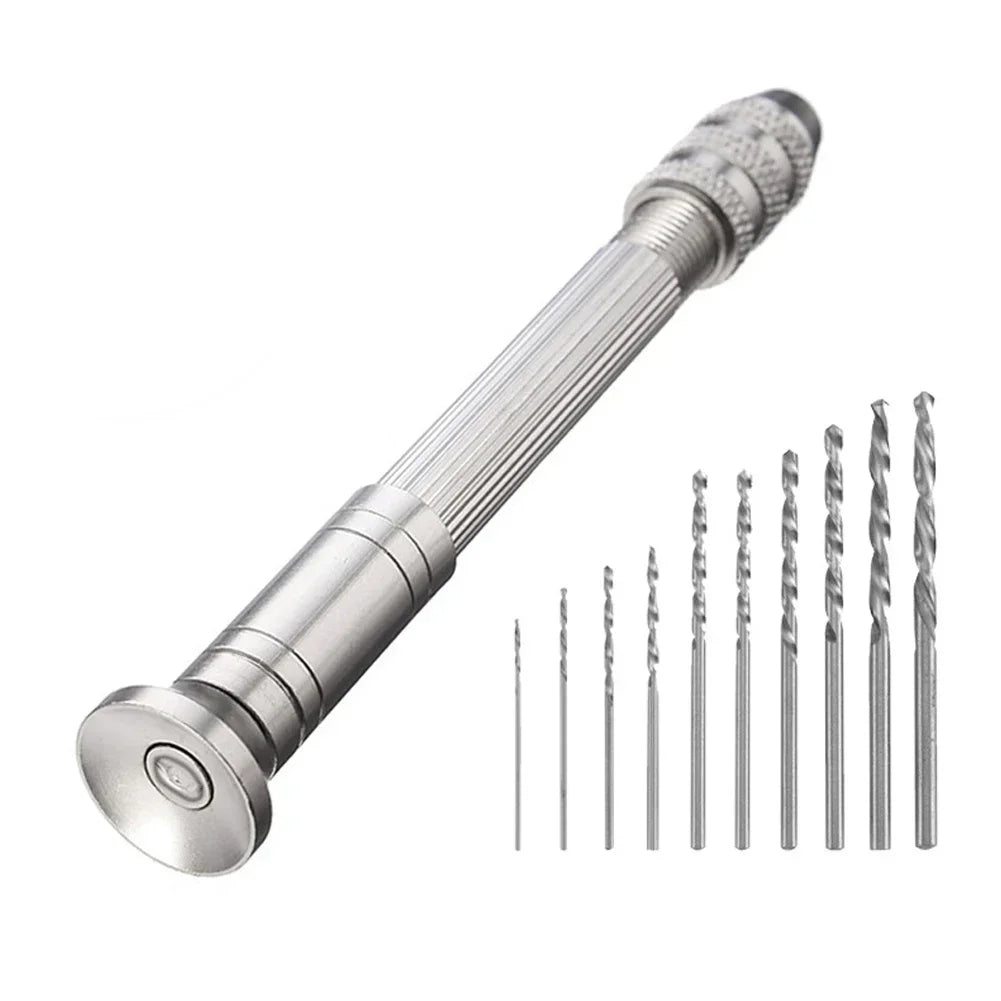 Mini Hand Drill Set 0.8–3.0mm – Manual Twist Pin Vice Rotary Tool for Woodworking, Watch Repair & Precision Drilling