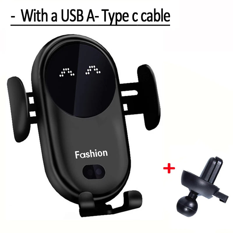 Wireless Charging Car Mount - Intelligent Infrared Rotating Air Vent Phone Holder Fast Charger