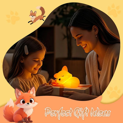 Fox Silicone Night Light – Squishy Touch Lamp, Rechargeable, Dimmable Timer Bedside Lamp, Novelty Gift for Breastfeeding