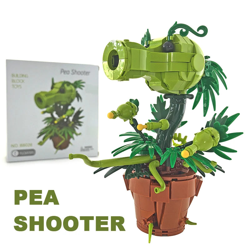 Creative Plants Wars Pea Shooter Building Blocks – Bonsai Plant Model Toy for Kids & Adults