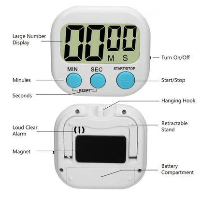 LCD Digital Kitchen Timer | Magnetic Cooking Countdown and Up Timer with Loud Alarm | Stonego Home Kitchen Accessory