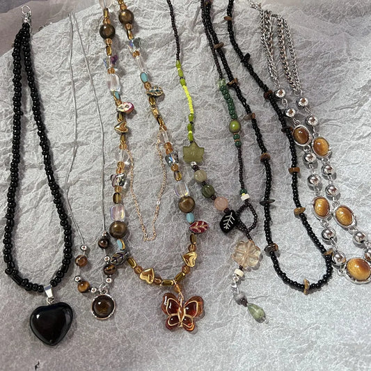 Y2K Opal Pendant Necklace - Fashion Punk Bohemian Metal Chain Jewelry for Women & Girls