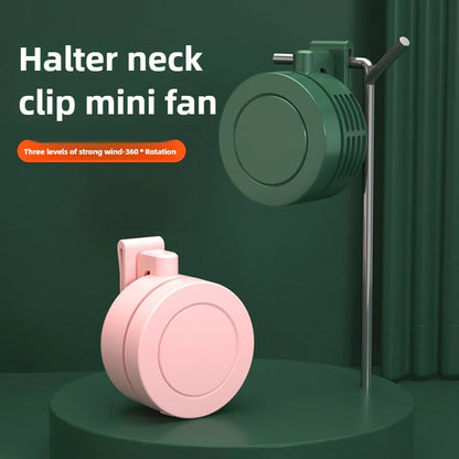 Mini Clip-On Hanging Waist & Neck Fan – Portable Leafless Electric Cooling Fan for Girls, 900mAh USB Rechargeable, 3-Speed Personal Air Cooler for Outdoor Use