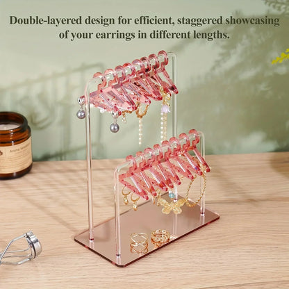 16pcs Hanger-Shaped Jewelry Holders – Personalized Earring Display Racks & Organizer Stands