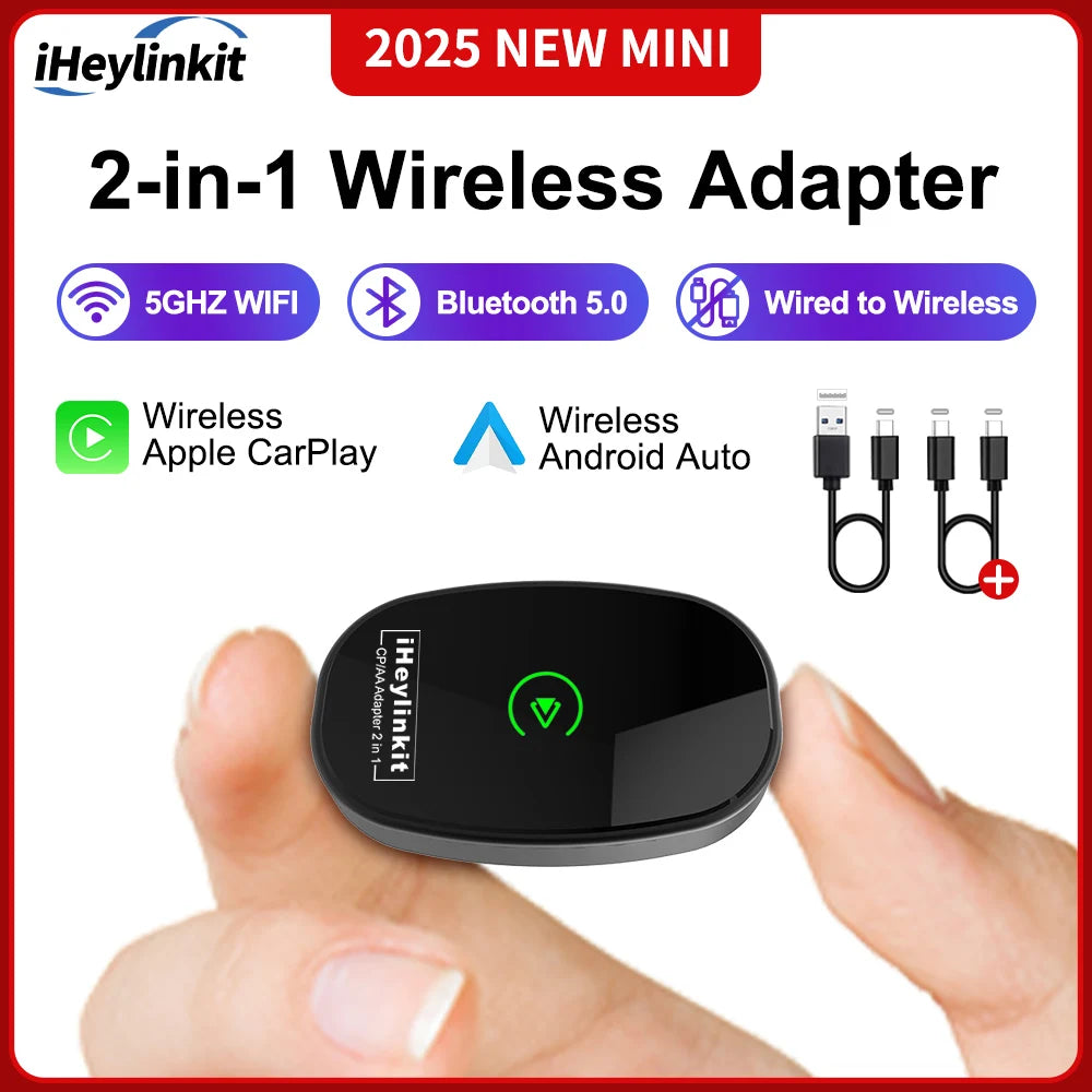 IHeylinkit Wireless CarPlay & Android Auto Adapter – Auto-Connect Dongle with Zinc Alloy Shell for Most Vehicles