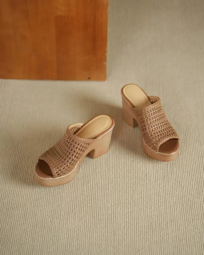Women’s Platform High Heel Summer Sandals – Thick Sole Casual Slip-On Shoes
