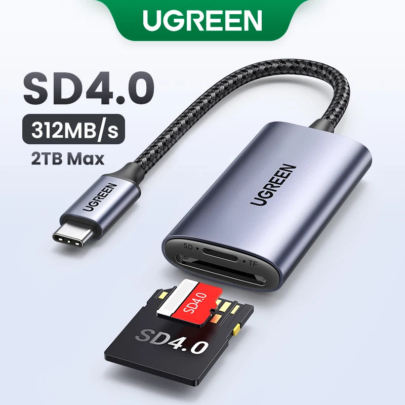 UGREEN USB 3.0 & USB-C Card Reader - SD MicroSD TF Memory Card Adapter for PC, Laptop & Thunderbolt 3 Devices
