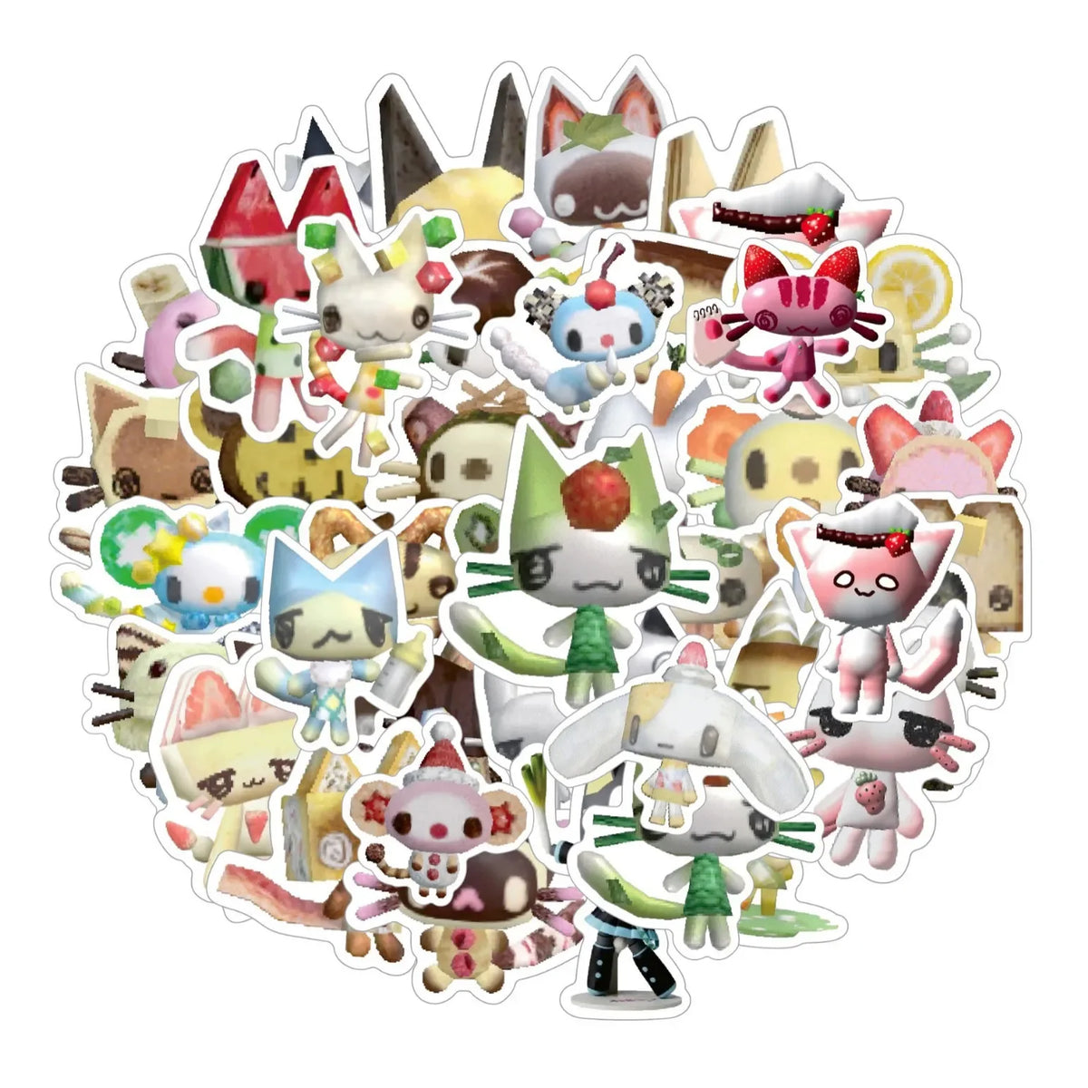 50-Piece Inoue Toro Kawaii Cat Sticker Set - Cute Cartoon Graffiti Decals for Scrapbooks, Laptops, Luggage, and Kids’ Gifts