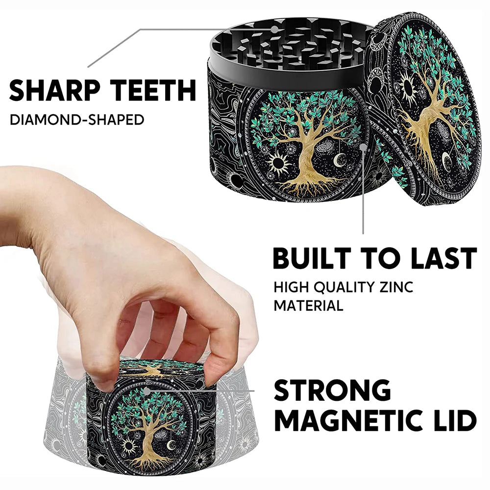 2.5" (63mm) 4-Layer Metal Herb Grinder — Zinc Alloy Tobacco & Spice Crusher for Smoking Accessories